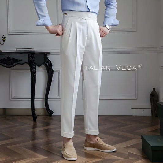 Frost White Classic Buttoned Gurkha Pants by Italian Vega®