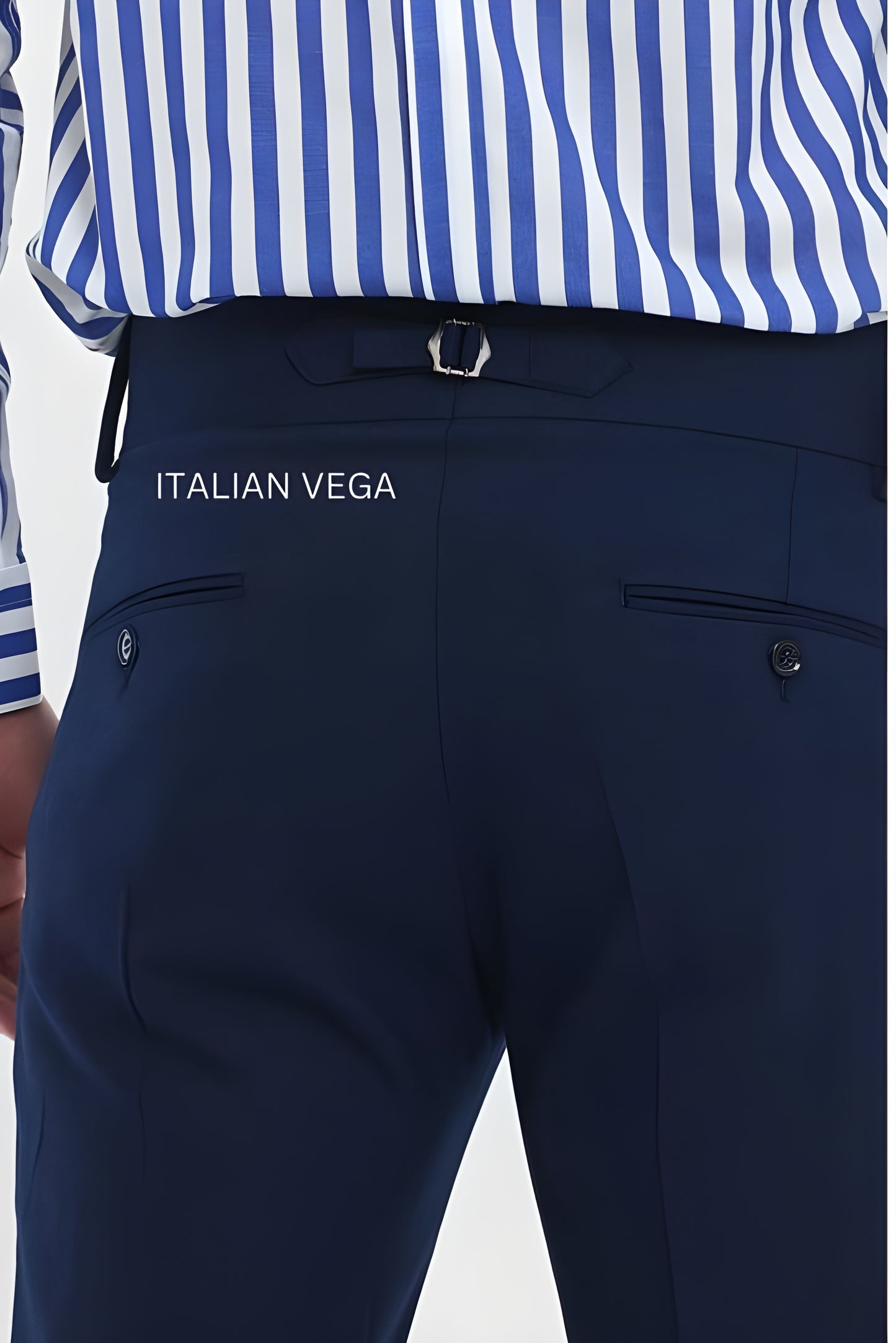 Navy Blue Double Buckle Gurkha Pants