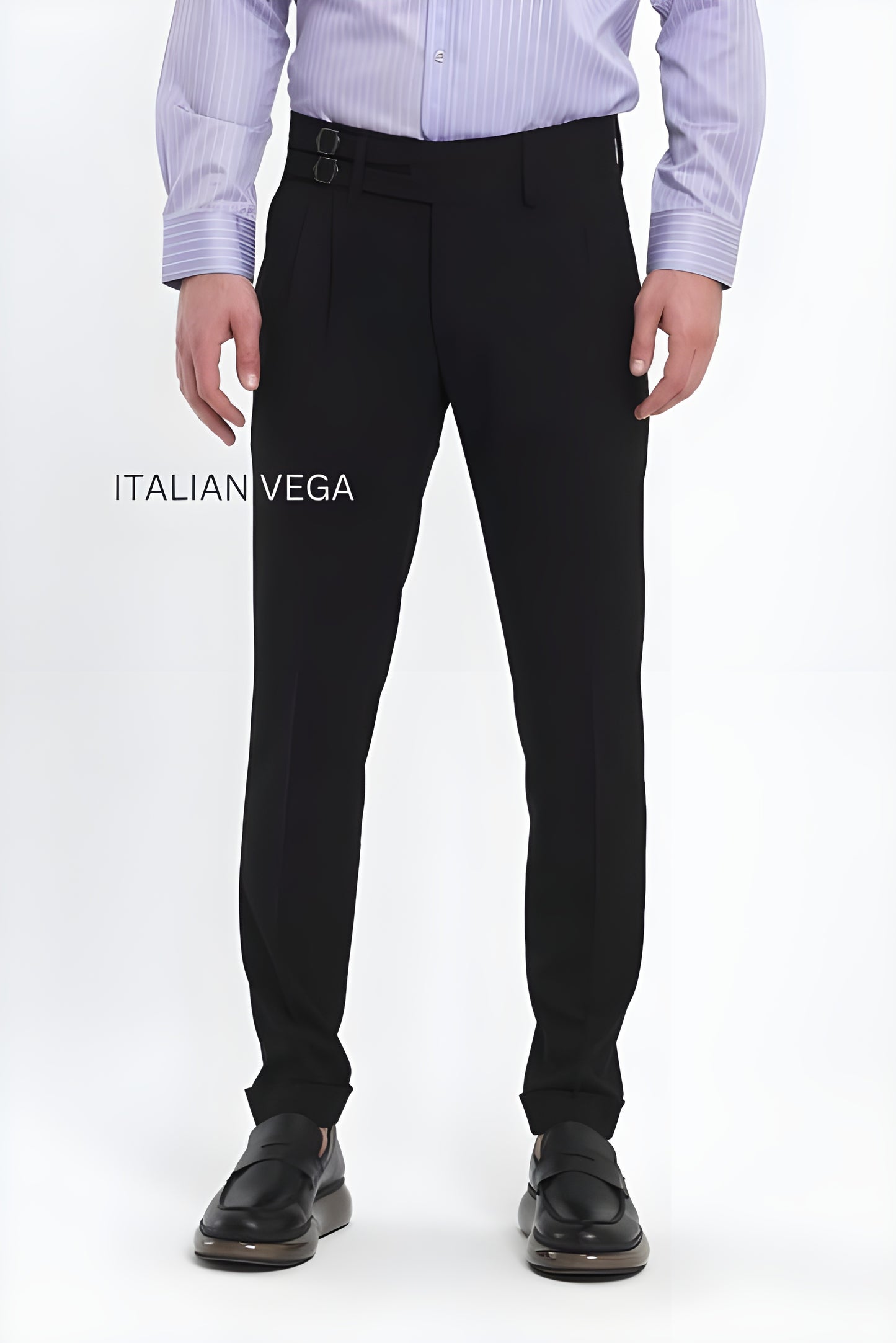 Black Double Buckle Gurkha Pants by Italian Vega