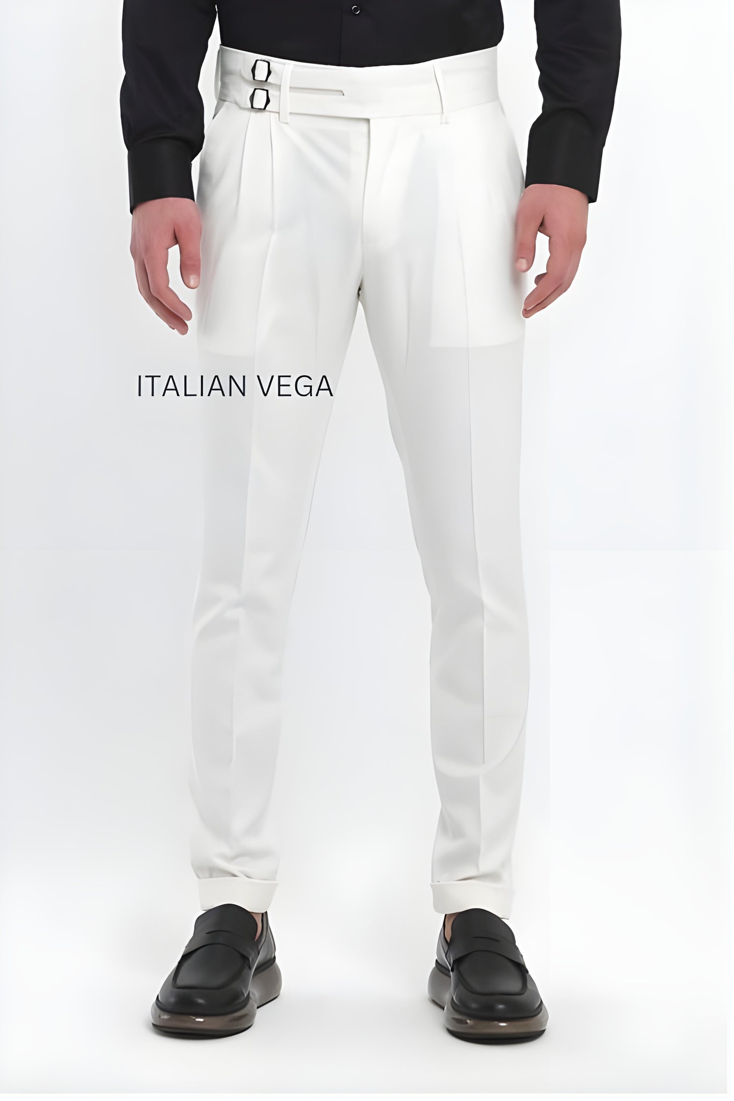 White Double Buckle Formal Gurkha Pants by ITALIAN VEGA®