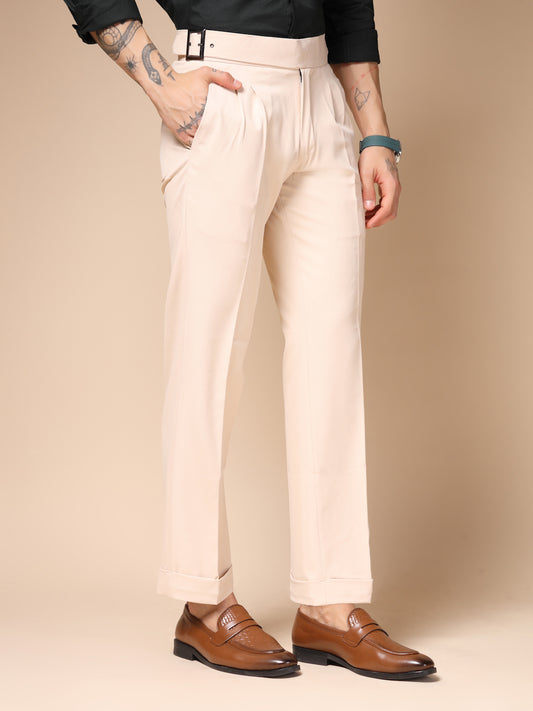 Beige Classic Buckle Gurkha Pants by Italian Vega®