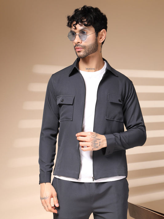 Elephant Grey Men's Zipper Co-ord Set by Italian Vega®