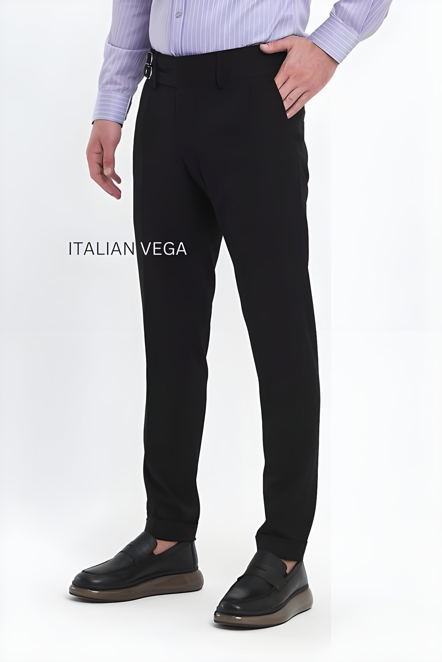 Black Double Buckle Gurkha Pants by Italian Vega