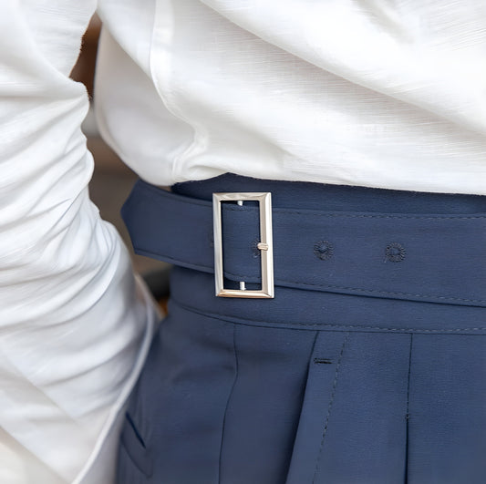 Navy Blue Classic Buckle Gurkha Pants by Italian Vega®