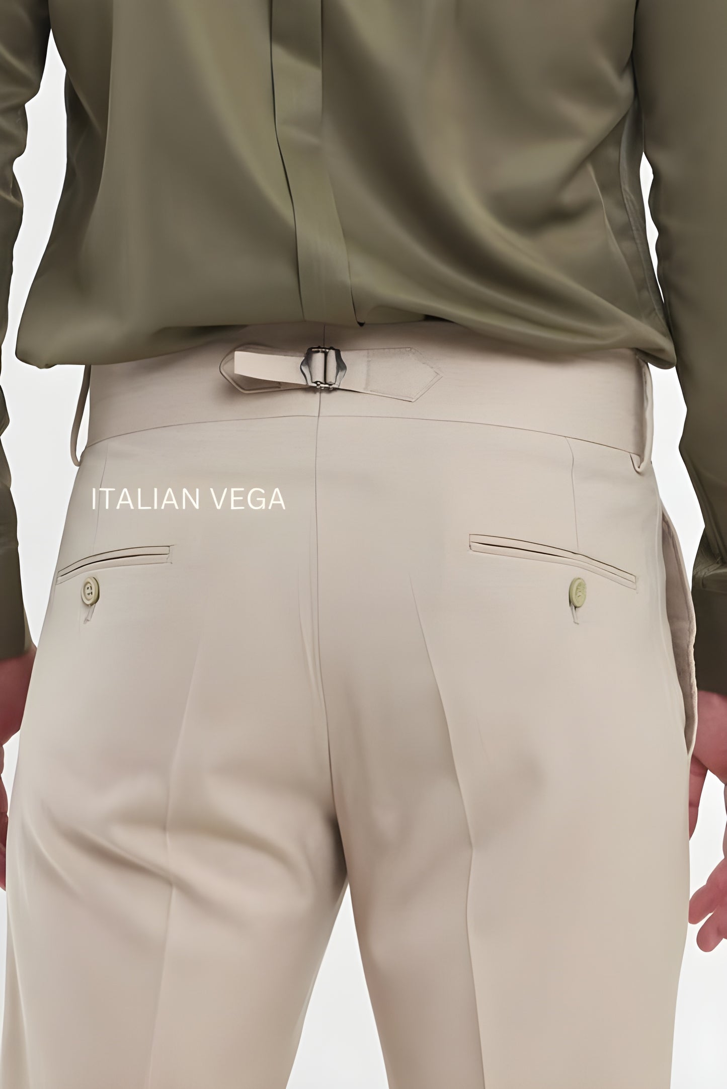 Beige Double Buckle Gurkha Pants