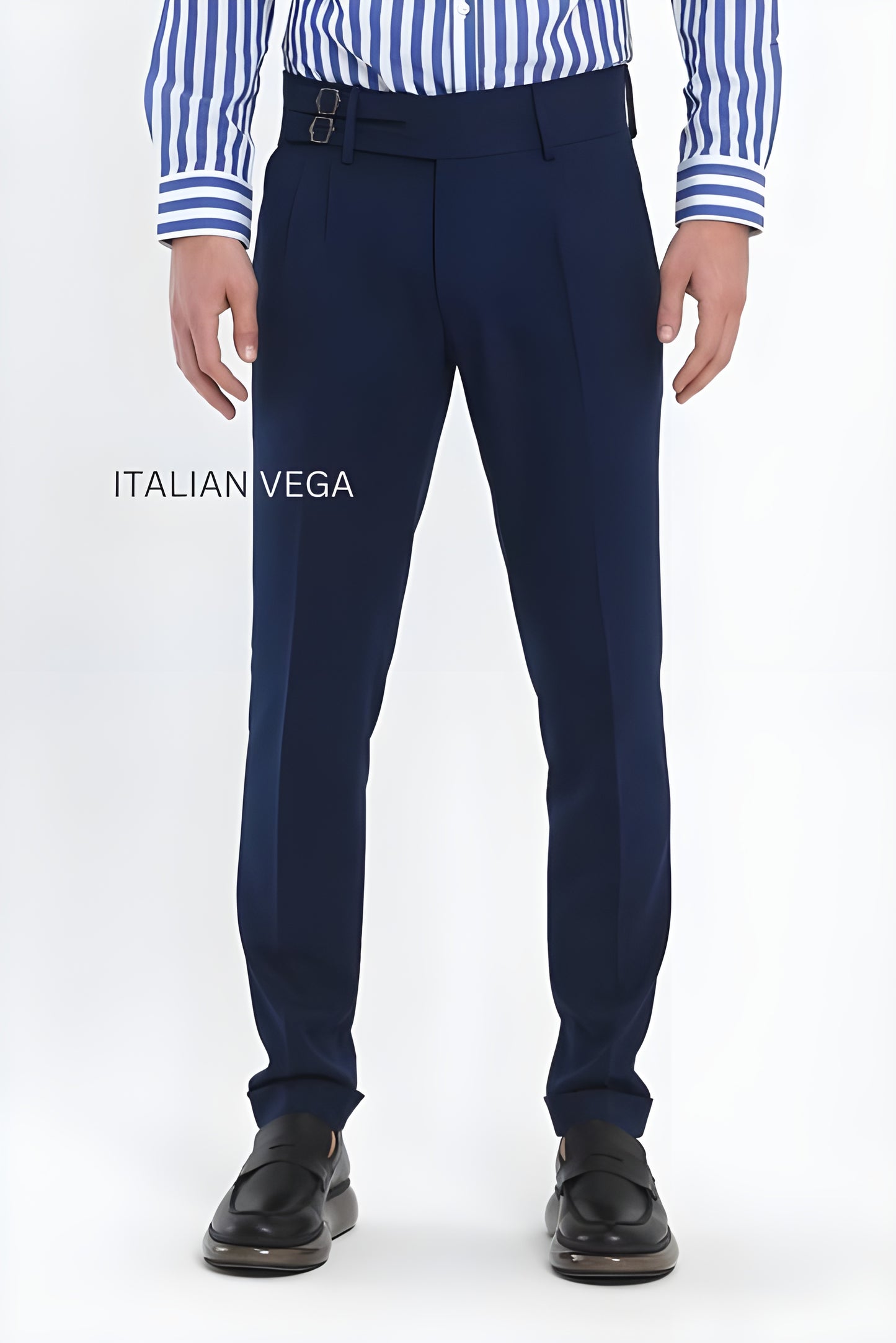 Navy Blue Double Buckle Gurkha Pants