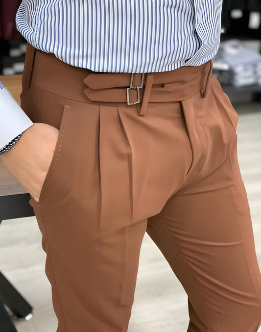 Brown Double Buckle Gurkha Pants