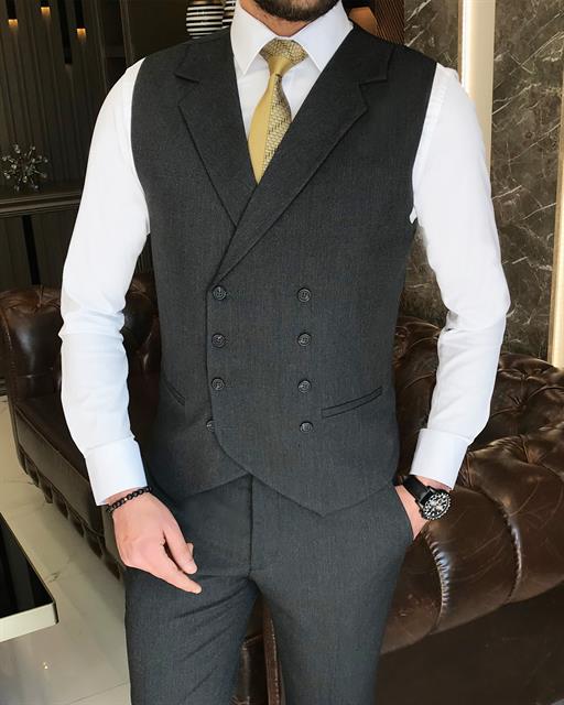Anthracite Single Breasted 3 Piece Suit by Italian Vega®