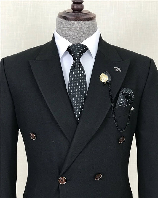 Black Double Breasted 2 Piece Suit by Italian Vega®