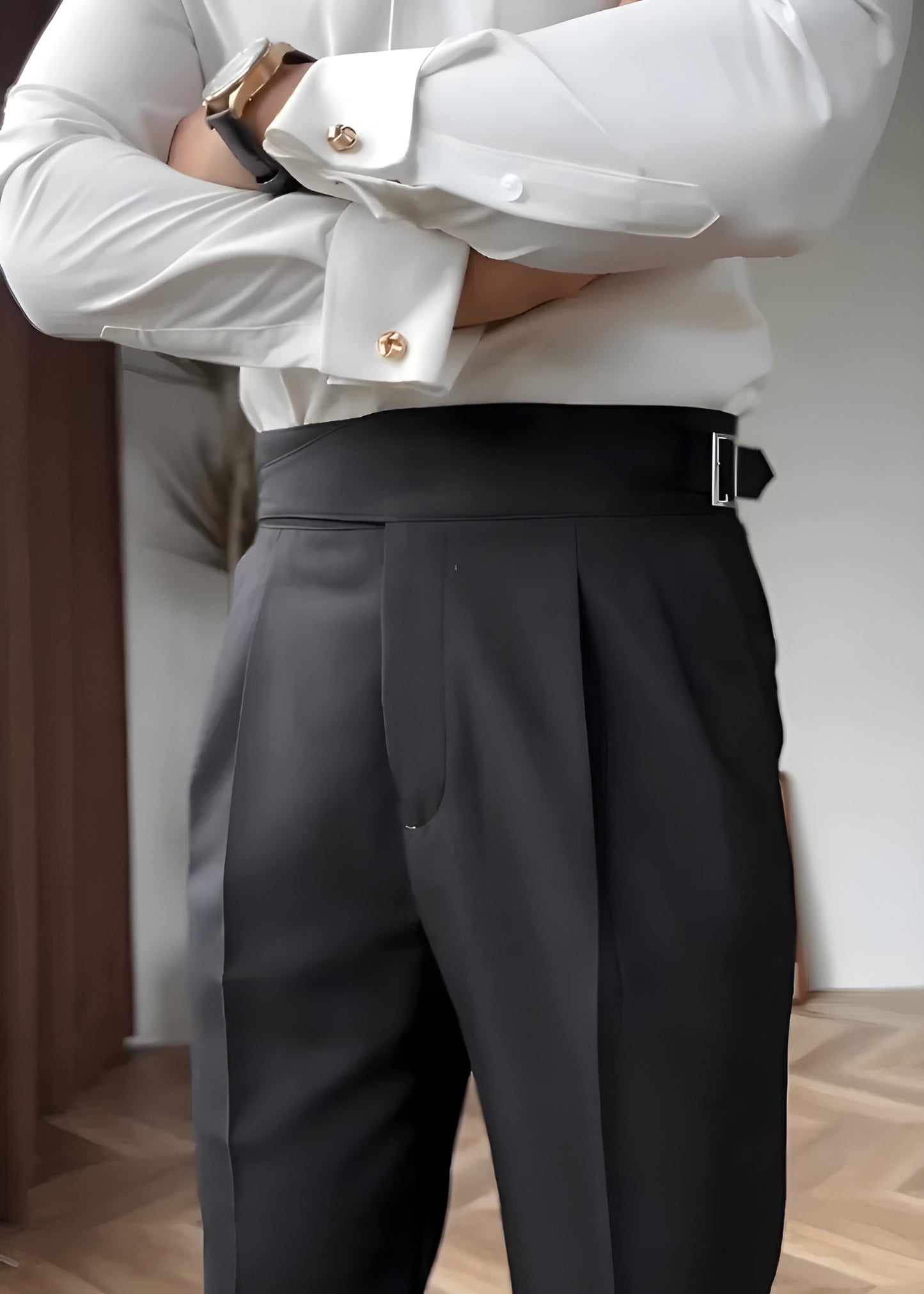 Charcoal Black Classic Buckle Gurkha Pants by Italian Vega®