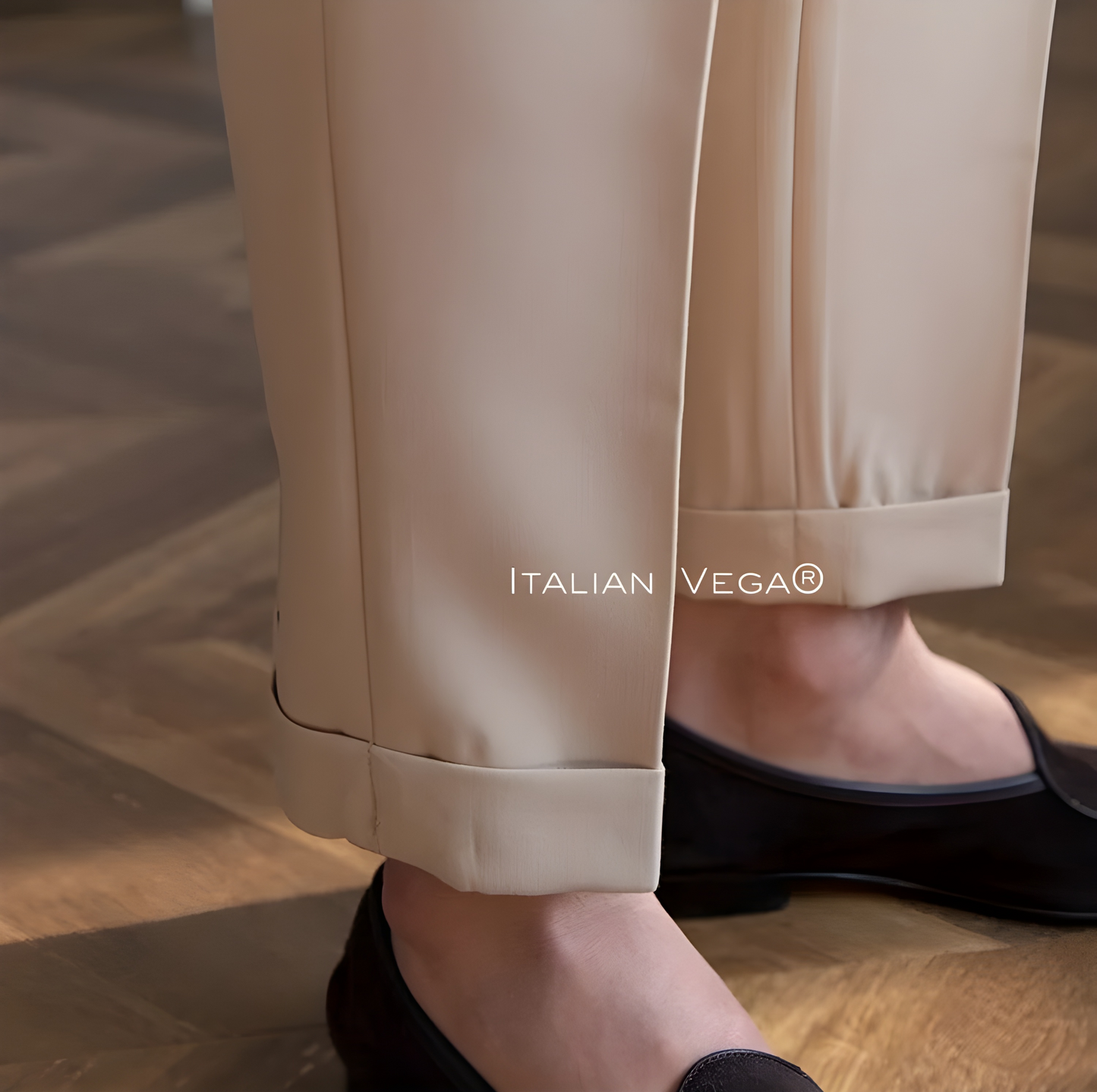 Beige Classic Buckle Gurkha Pants by Italian Vega®