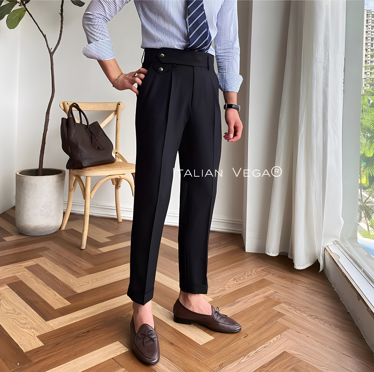 Black Signature Flap Gurkha Pants Italian Vega®