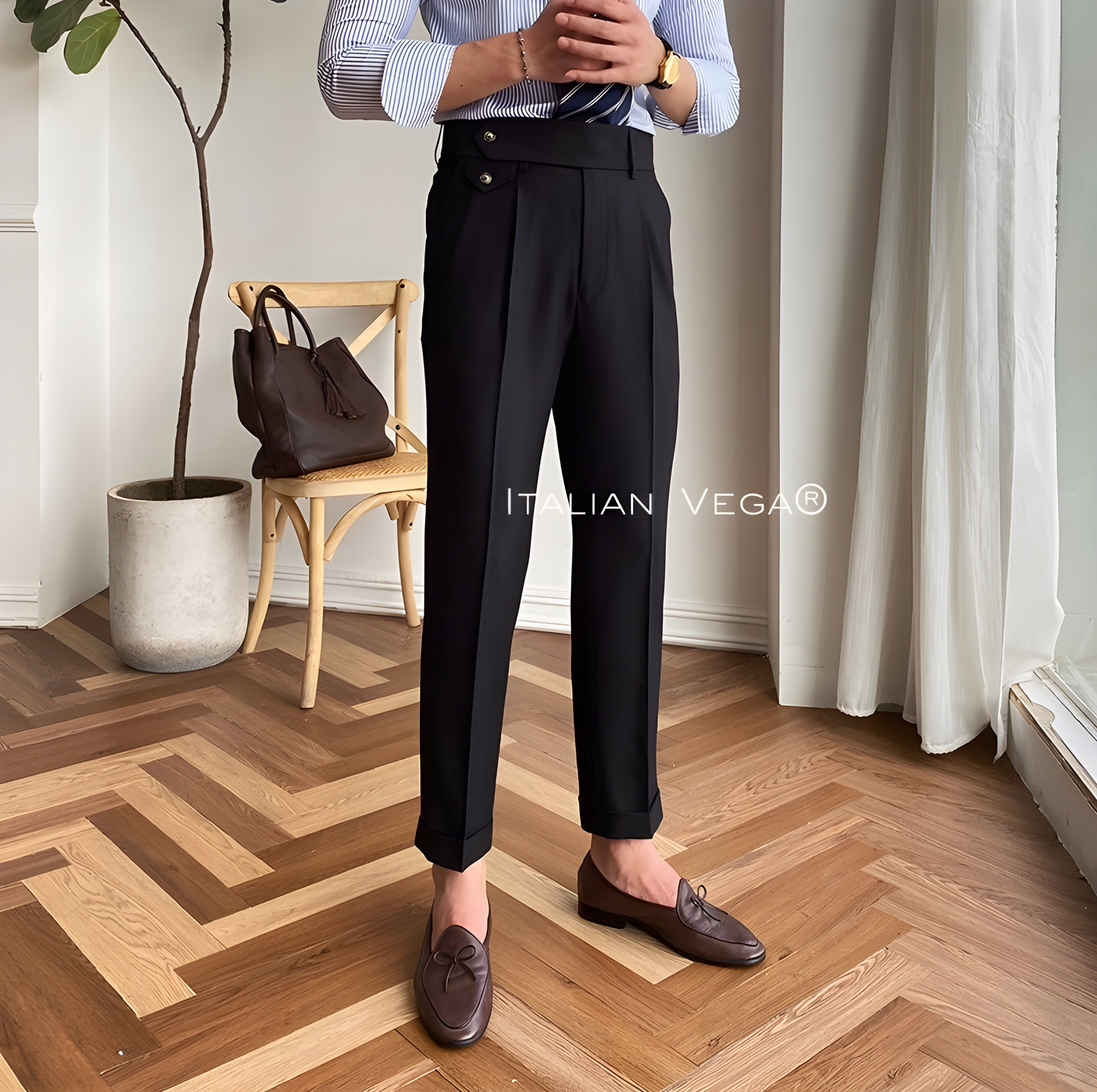 Black Signature Flap Gurkha Pants Italian Vega®