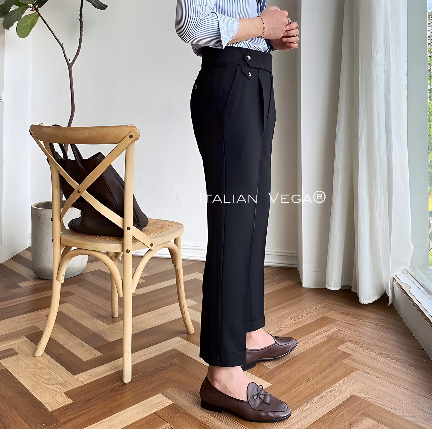 Black Signature Flap Gurkha Pants Italian Vega®