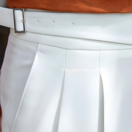 Frost White Classic Buckle Gurkha Pants by Italian Vega®