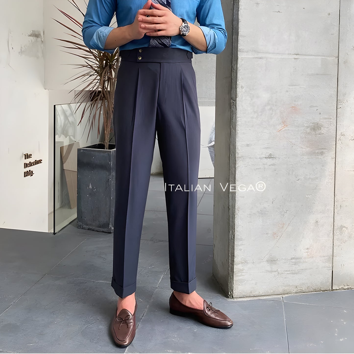 Elephant Grey Signature Buttoned Gurkha Pants