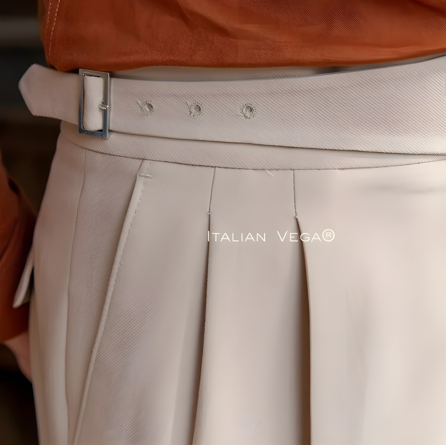 Beige Classic Buckle Gurkha Pants by Italian Vega®