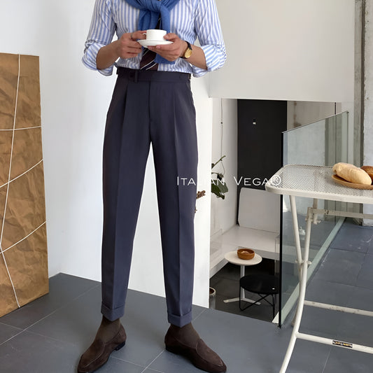 Elephant Grey Italian Elegant Gurkha Trousers by Italian Vega®