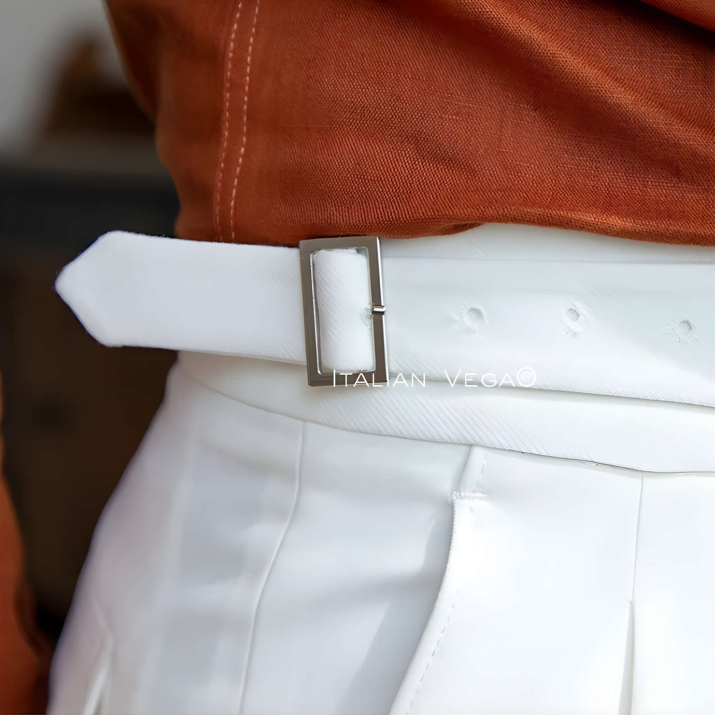 Frost White Classic Buckle Gurkha Pants by Italian Vega®