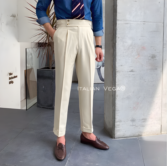 Biege Signature Buttoned Gurkha Pants by Italian Vega®