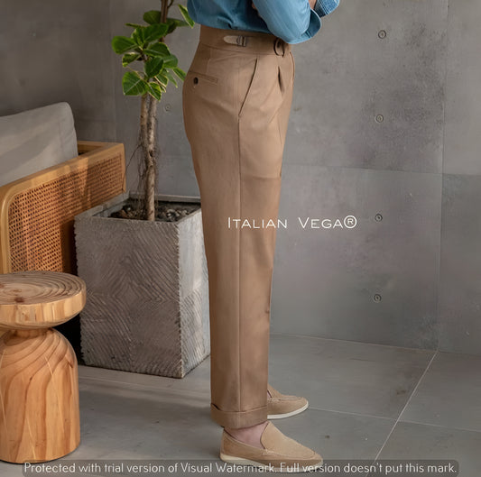 Brown Italian Elegant Gurkha Trousers by Italian Vega®