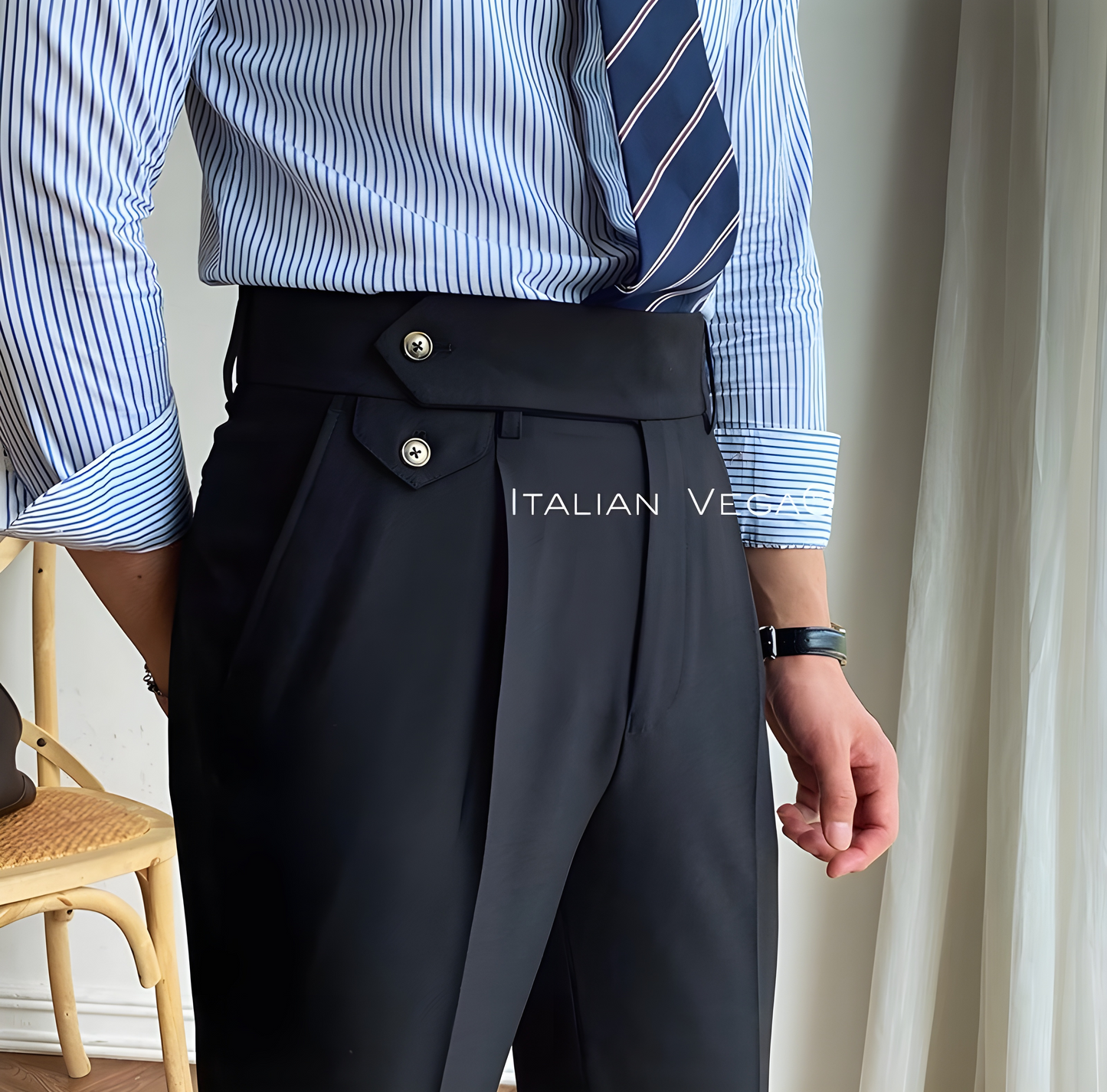 Black Signature Flap Gurkha Pants Italian Vega®