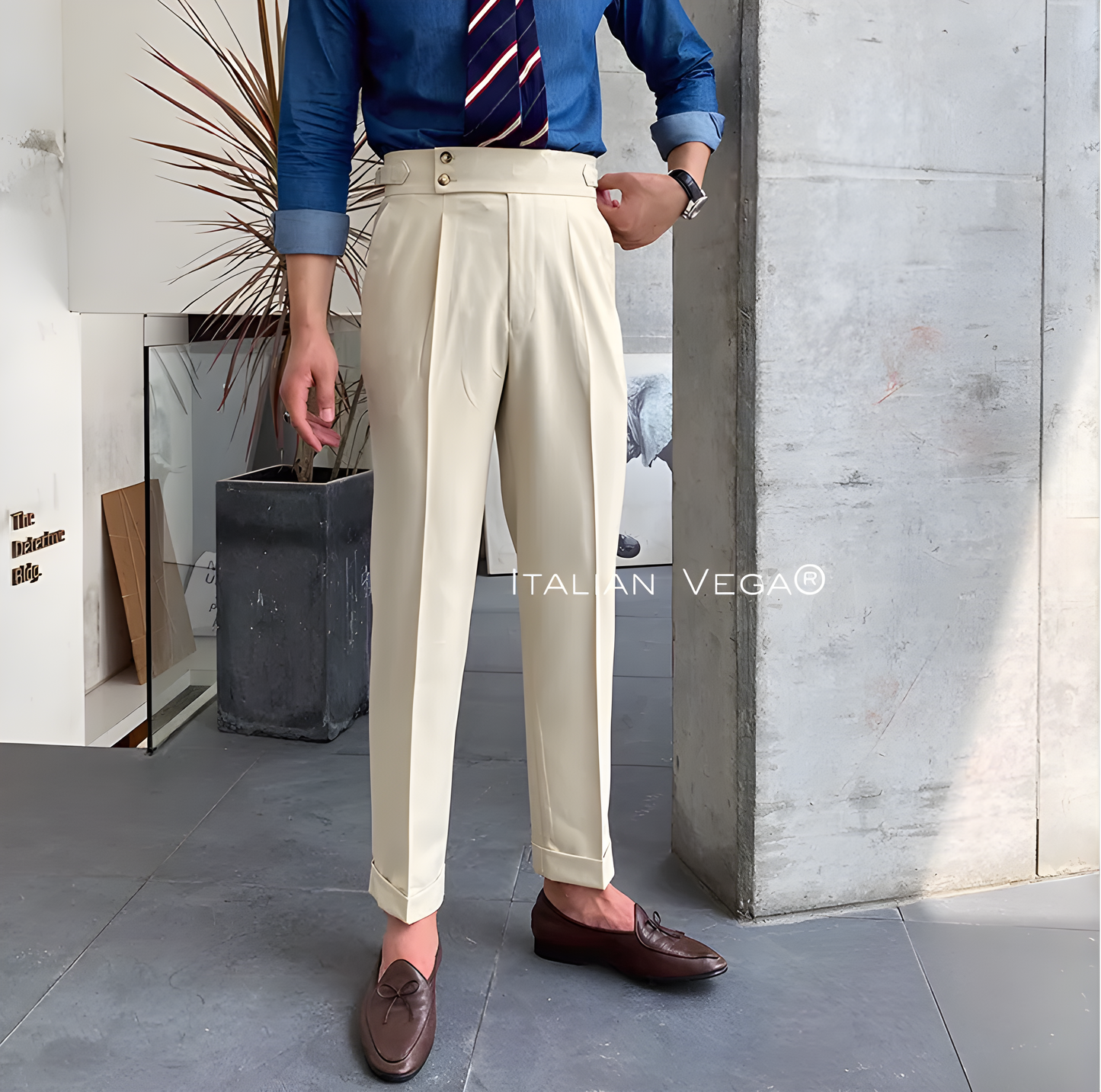 Biege Signature Buttoned Gurkha Pants by Italian Vega®