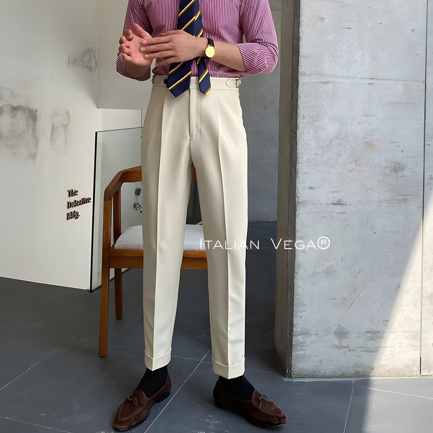 Biege Italian Elegant Gurkha Trousers by Italian Vega®