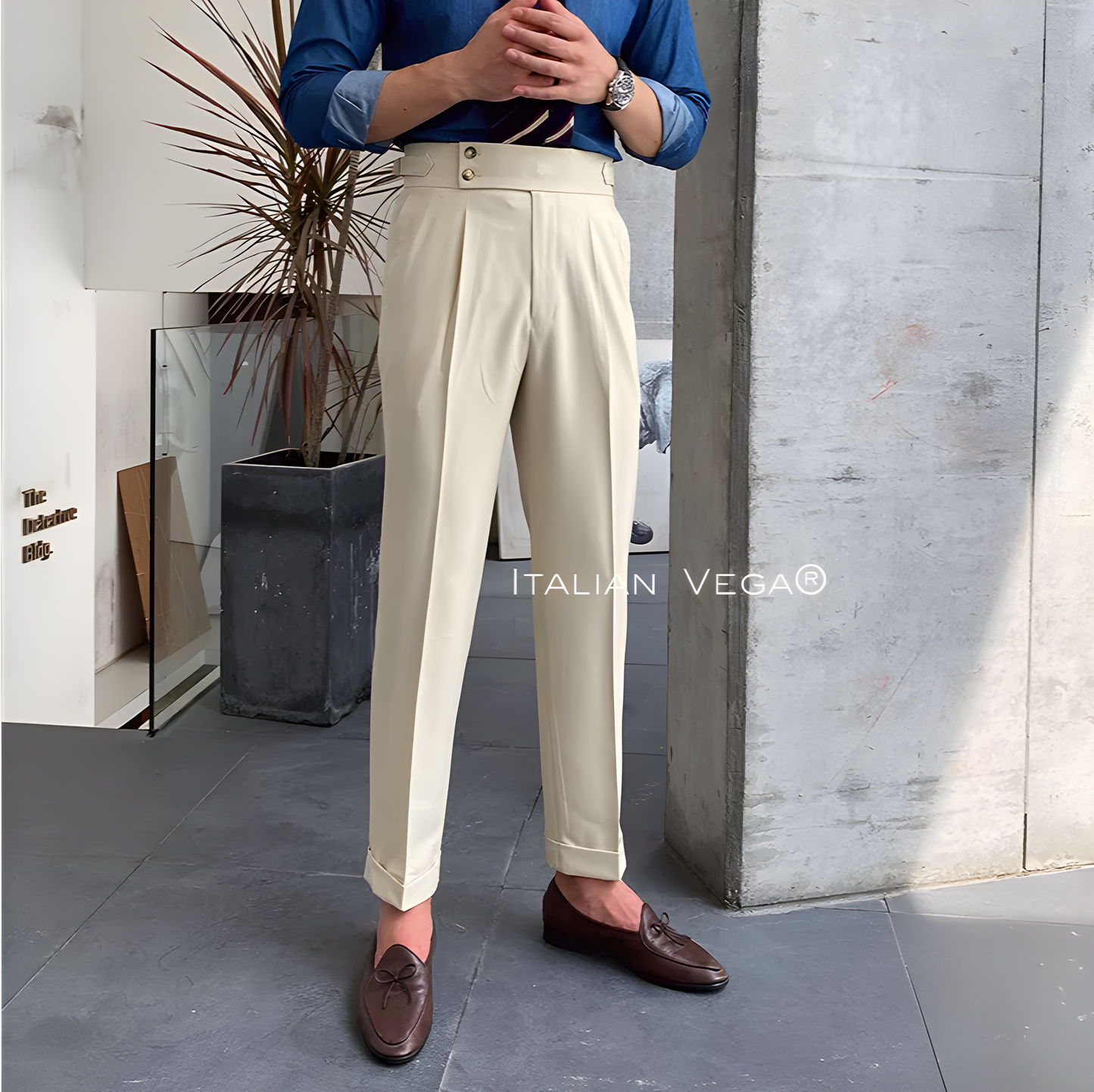 Biege Signature Buttoned Gurkha Pants by Italian Vega®