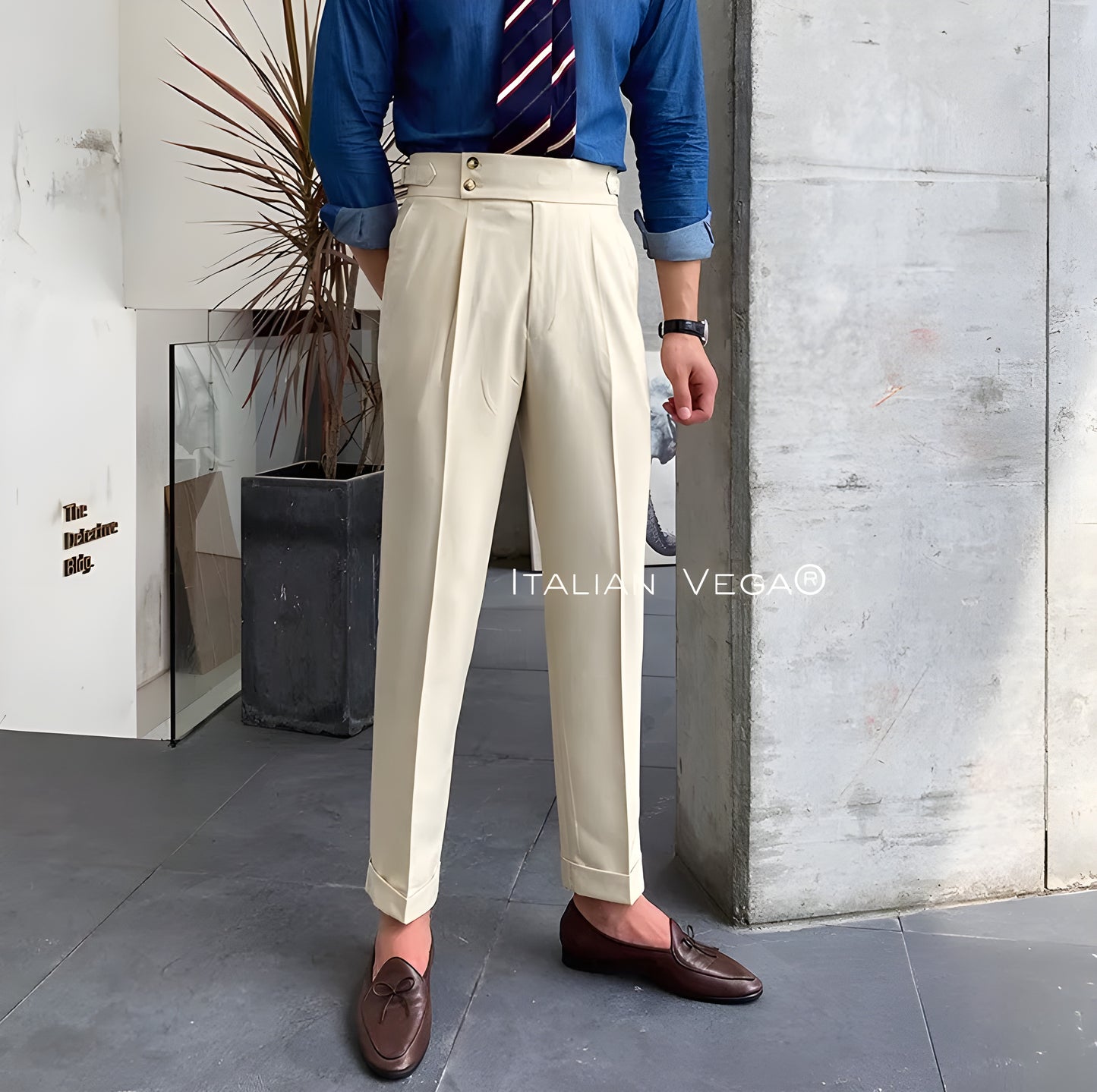 Biege Signature Buttoned Gurkha Pants by Italian Vega®