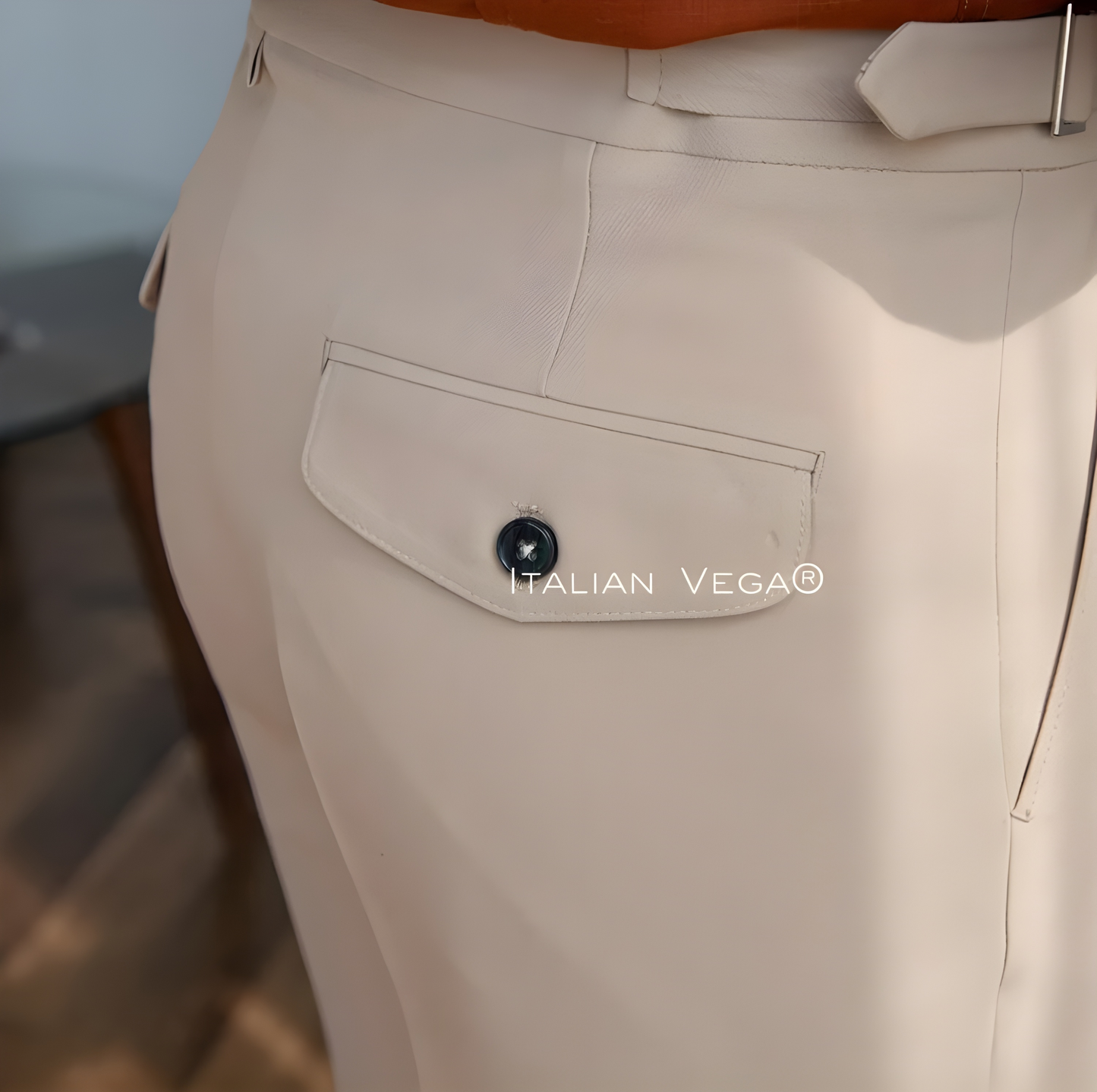 Beige Classic Buckle Gurkha Pants by Italian Vega®