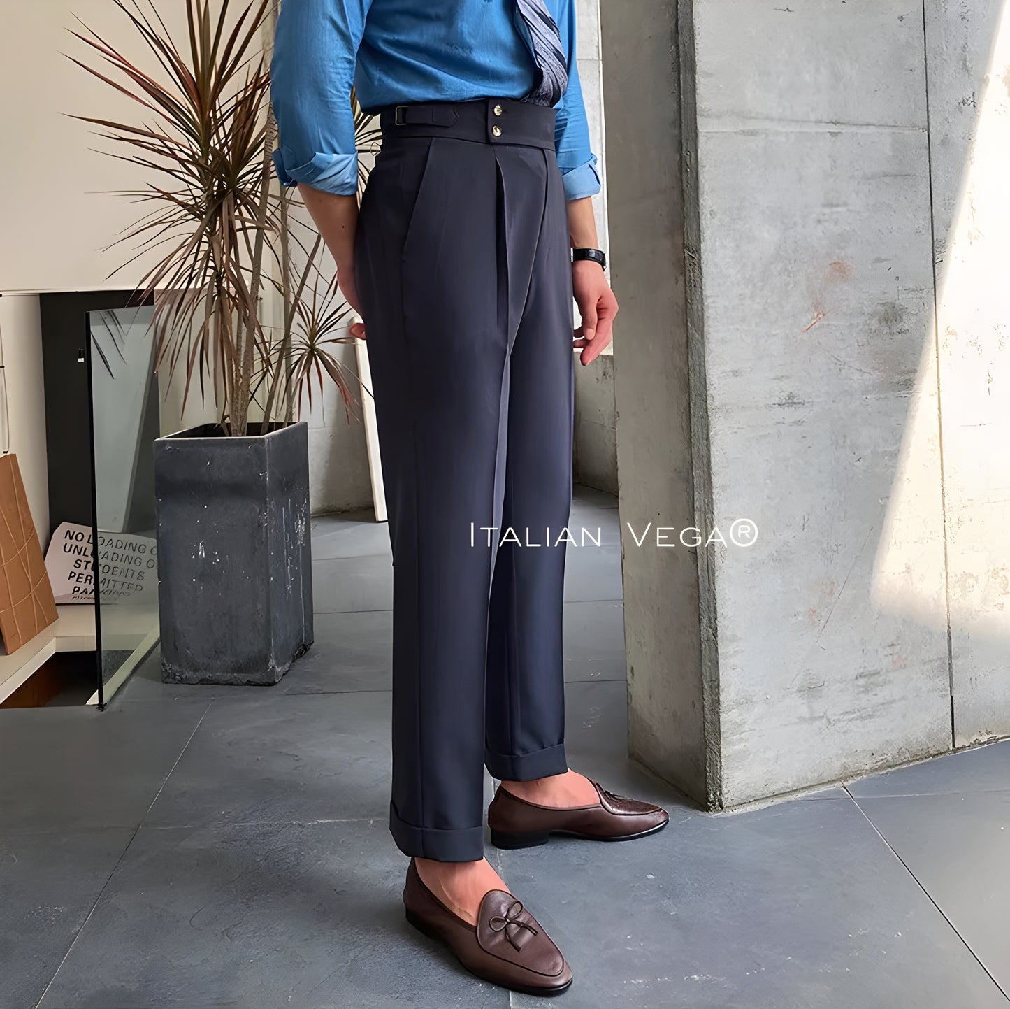 Elephant Grey Signature Buttoned Gurkha Pants