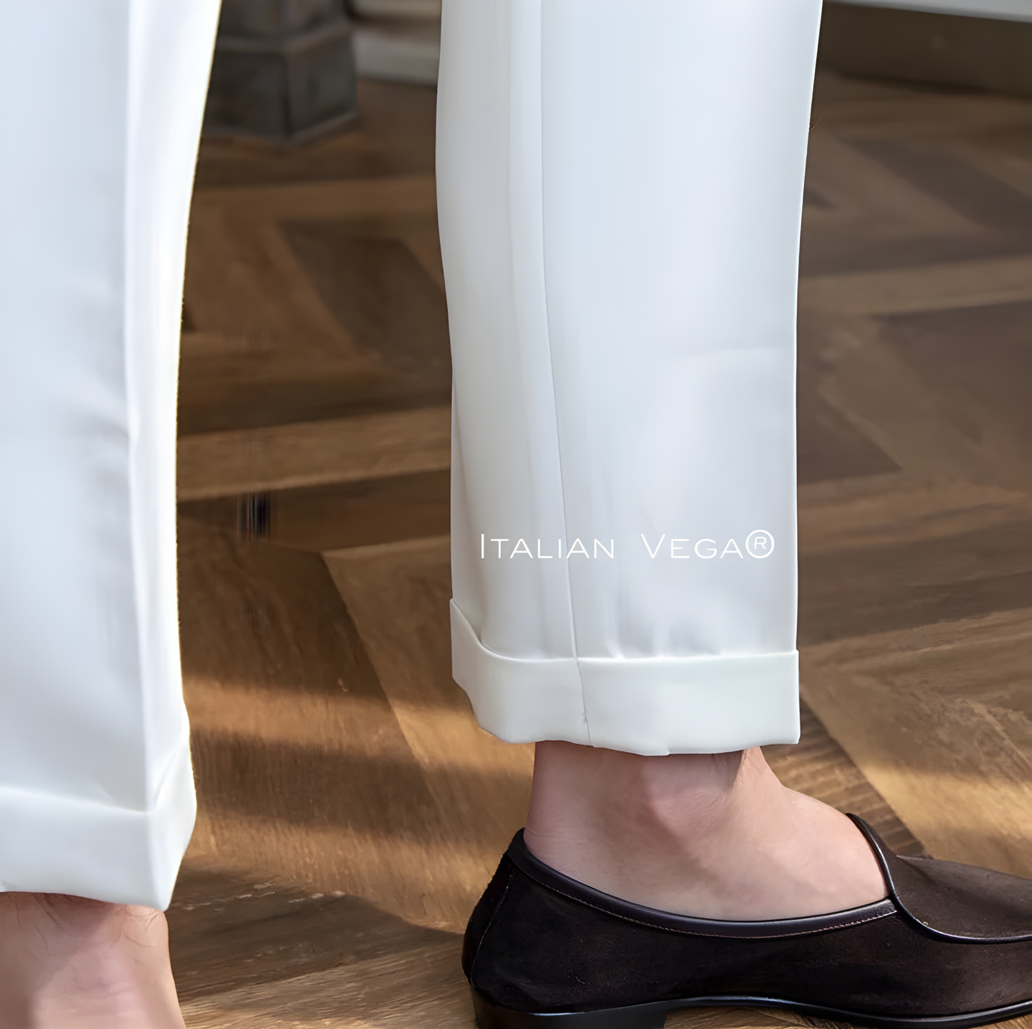 Frost White Classic Buckle Gurkha Pants by Italian Vega®