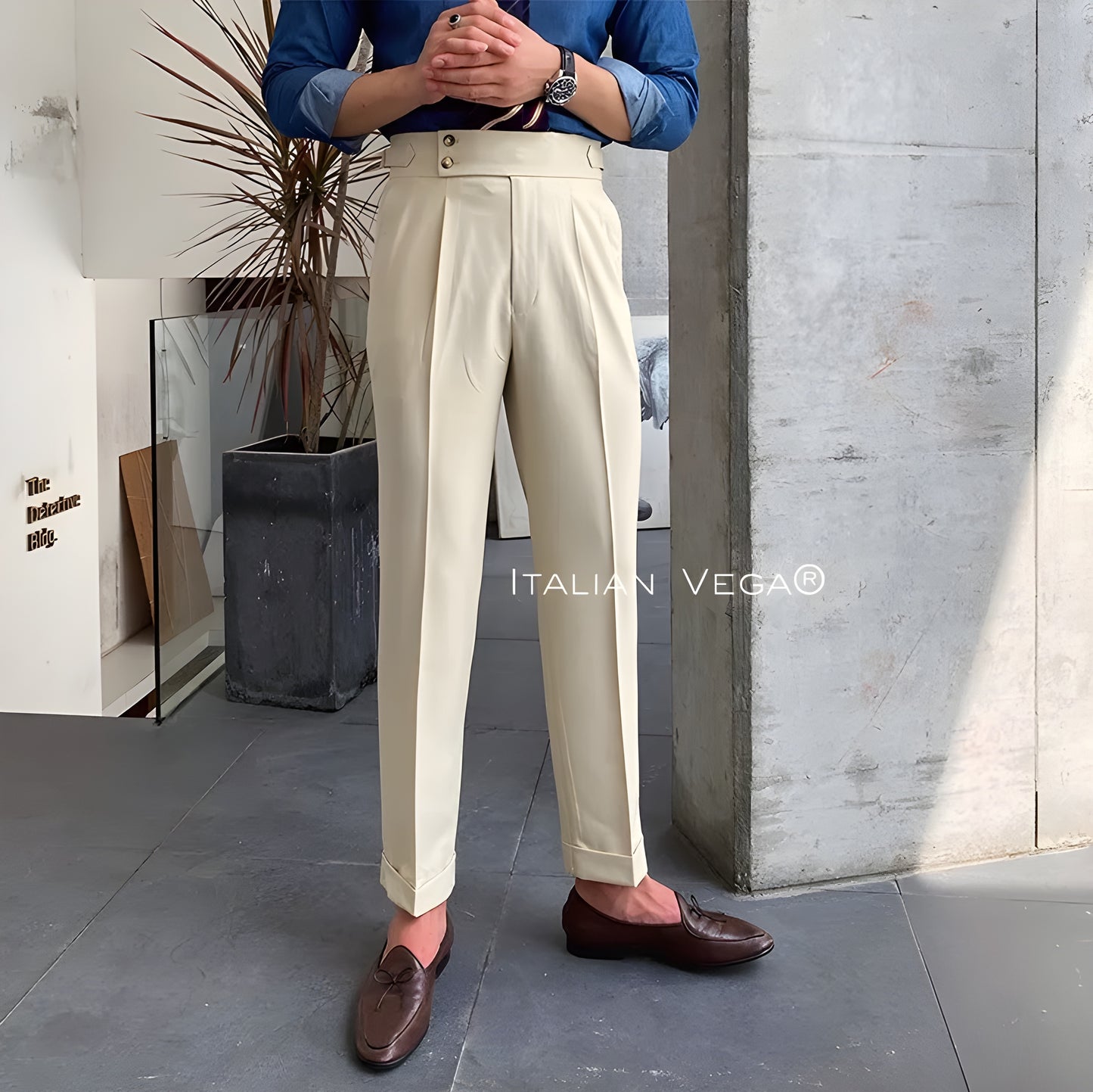Biege Signature Buttoned Gurkha Pants by Italian Vega®