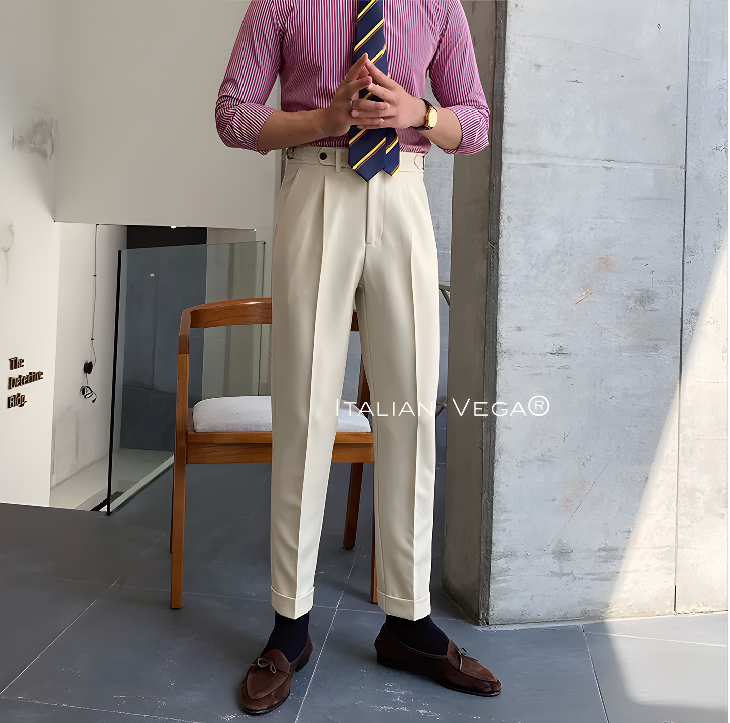 Biege Italian Elegant Gurkha Trousers by Italian Vega®