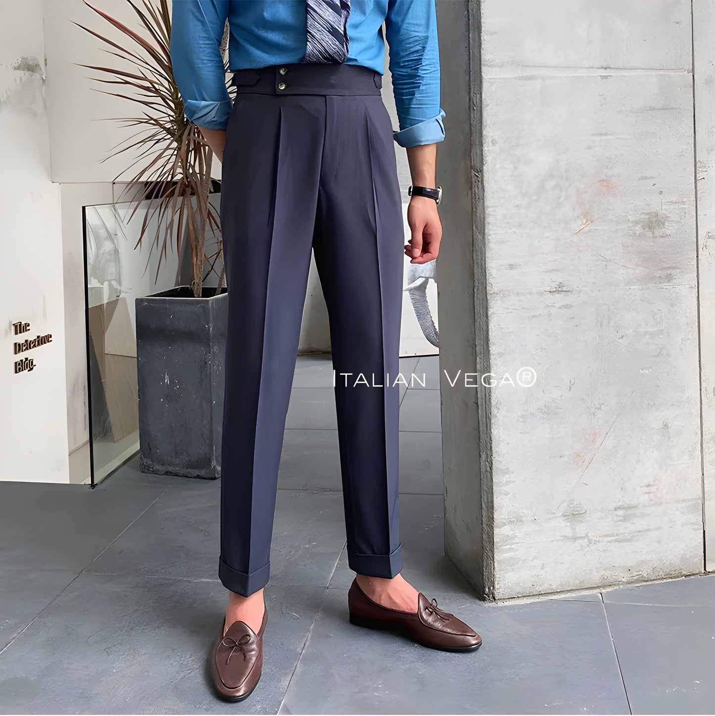 Elephant Grey Signature Buttoned Gurkha Pants