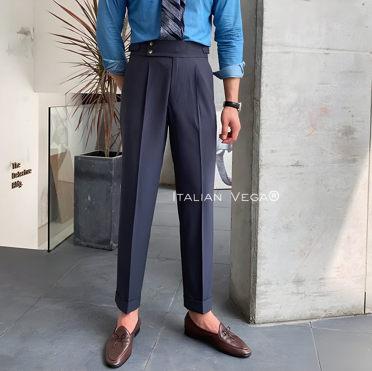 Elephant Grey Signature Buttoned Gurkha Pants
