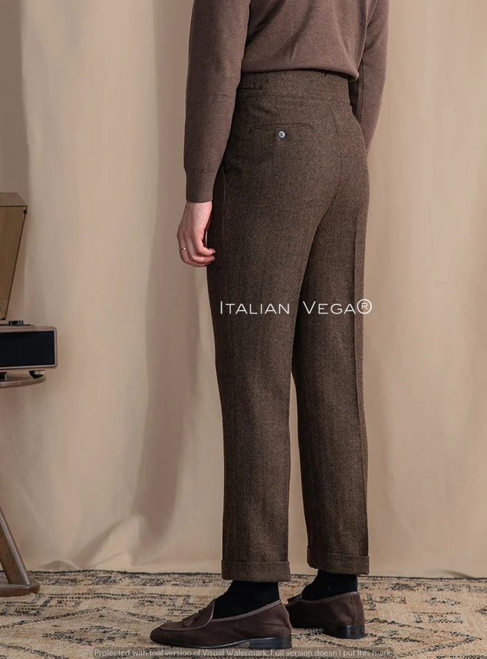 Khakhi Exotic Herringbone Gurkha Pants by Italian Vega®