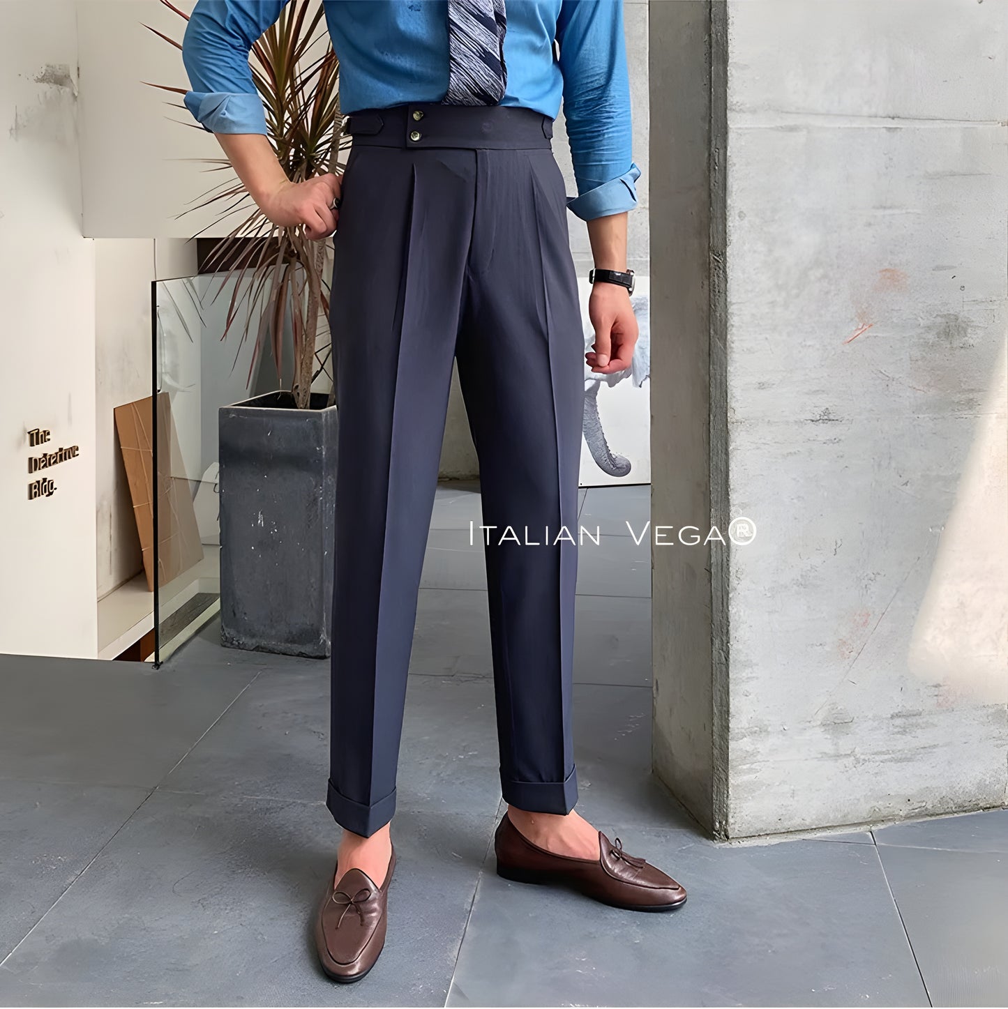 Elephant Grey Signature Buttoned Gurkha Pants