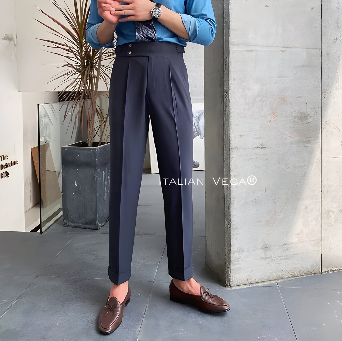 Elephant Grey Signature Buttoned Gurkha Pants