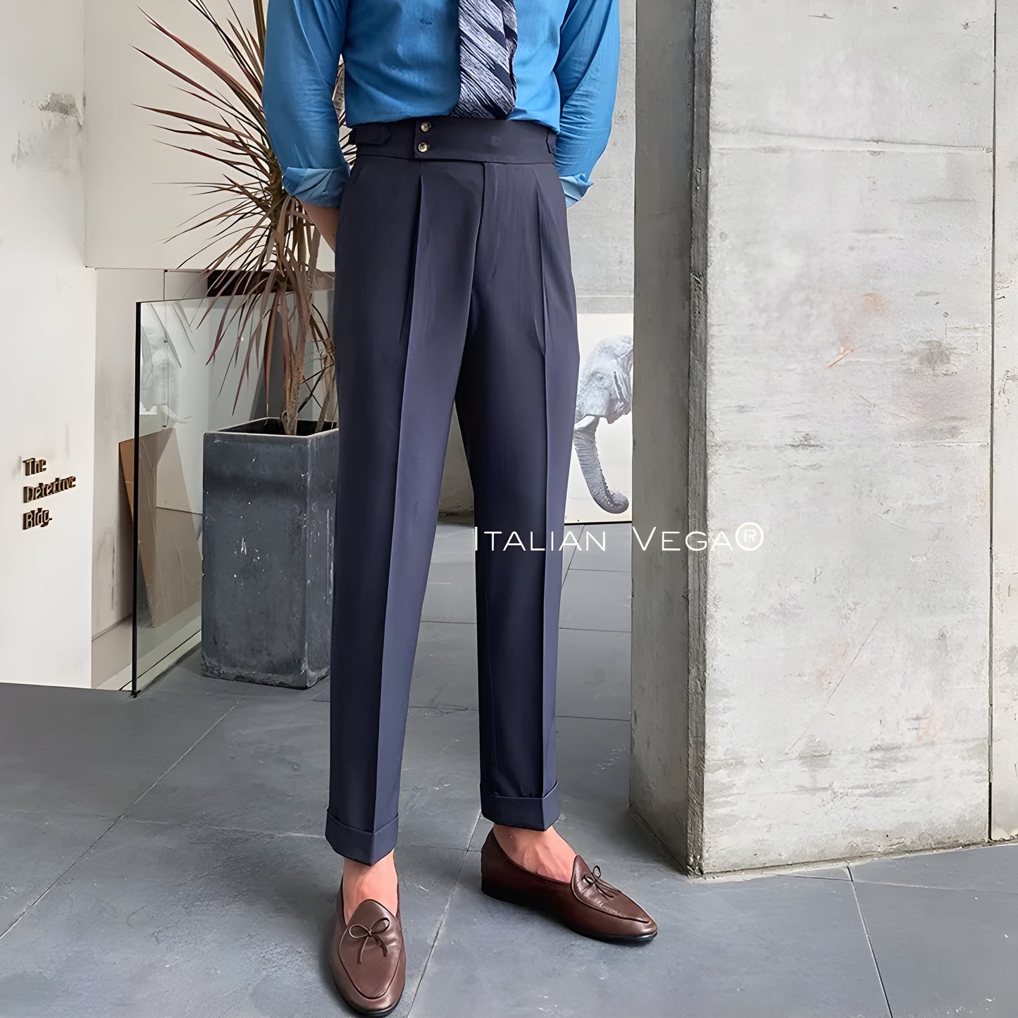 Elephant Grey Signature Buttoned Gurkha Pants