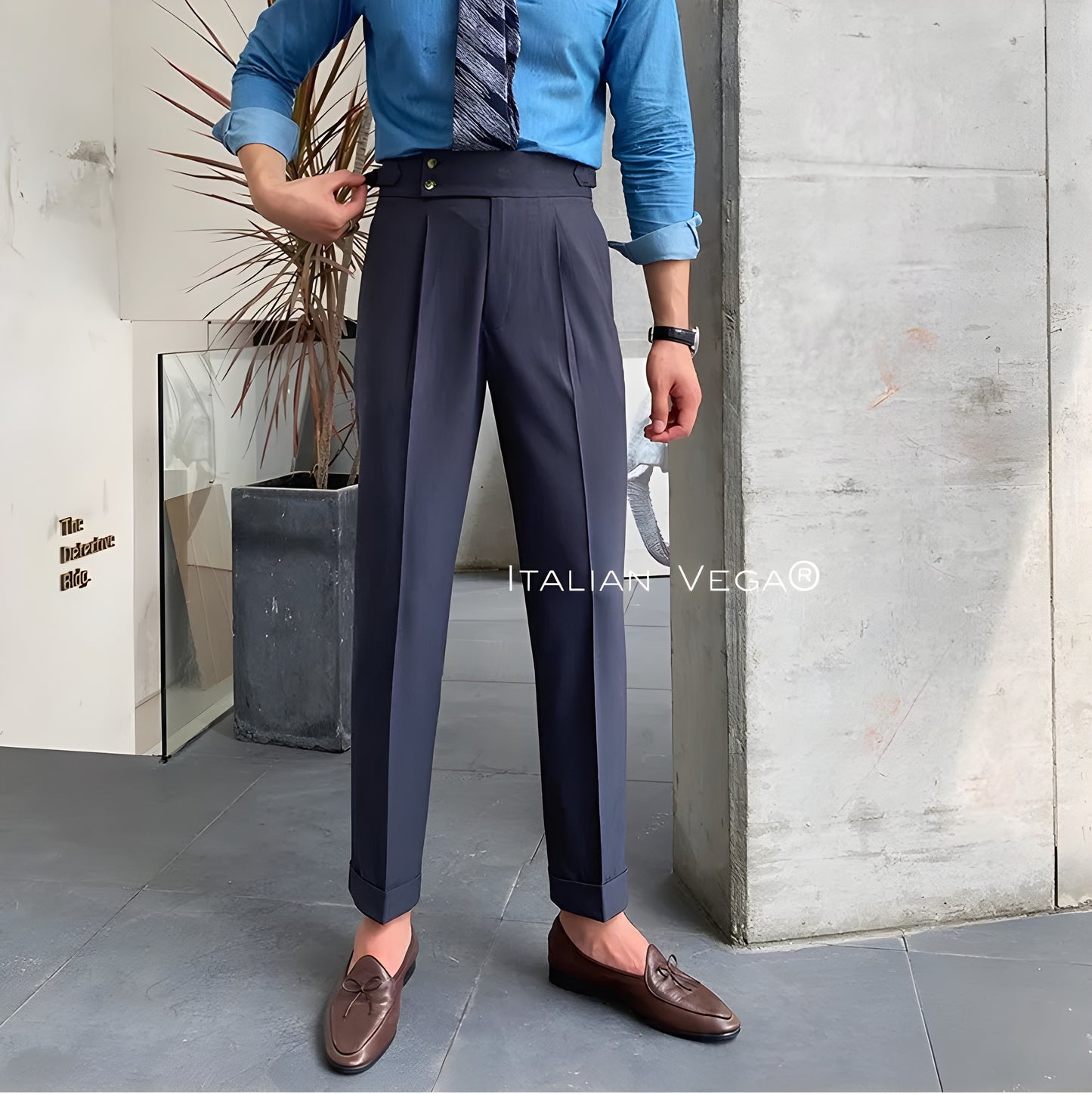 Elephant Grey Signature Buttoned Gurkha Pants
