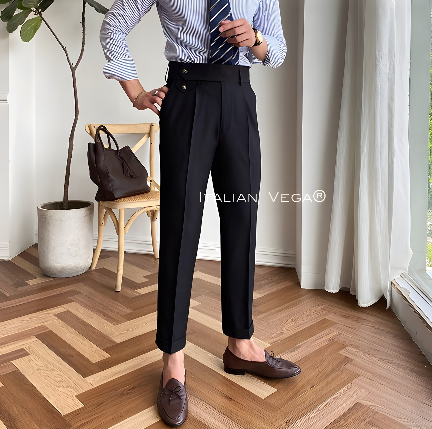 Black Signature Flap Gurkha Pants Italian Vega®