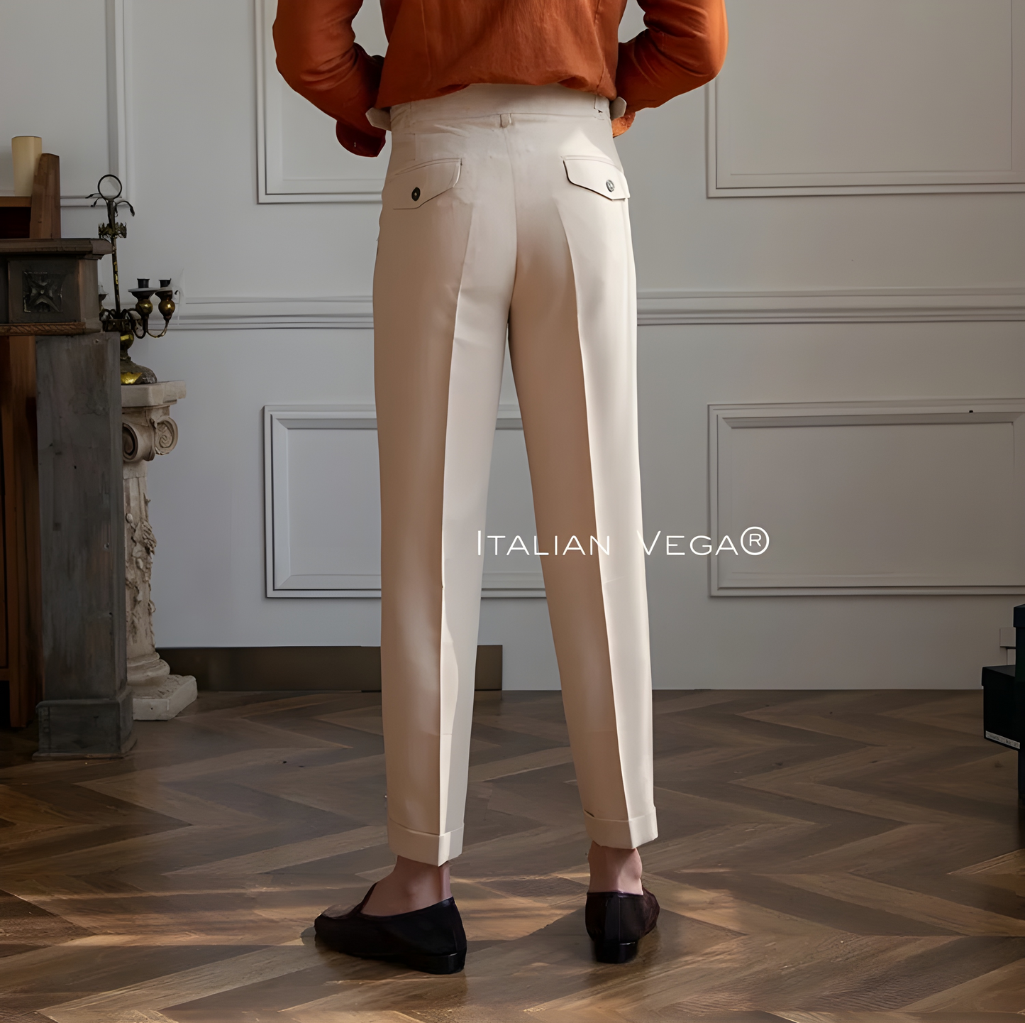Beige Classic Buckle Gurkha Pants by Italian Vega®