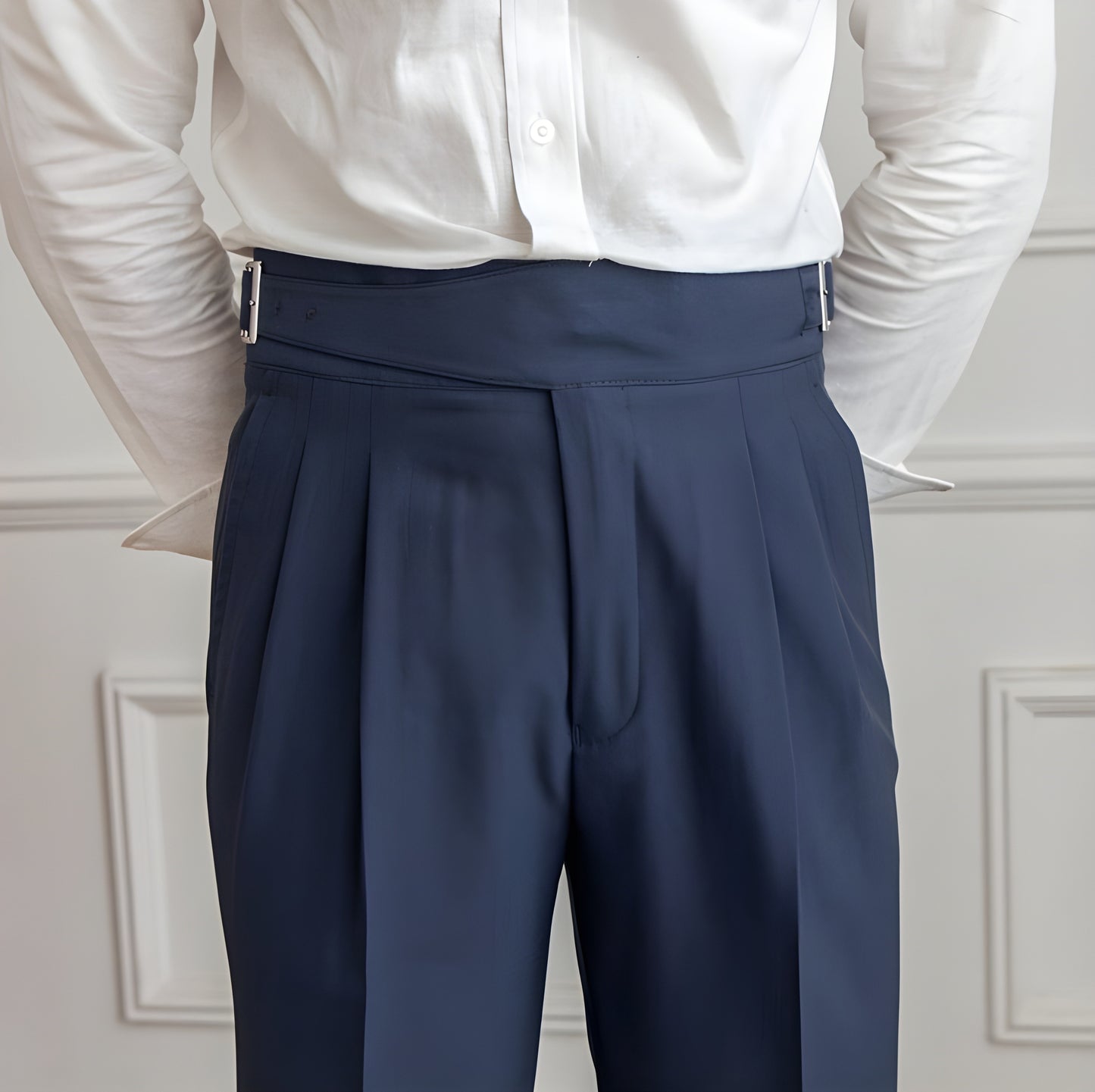Navy Blue Classic Buckle Gurkha Pants by Italian Vega®