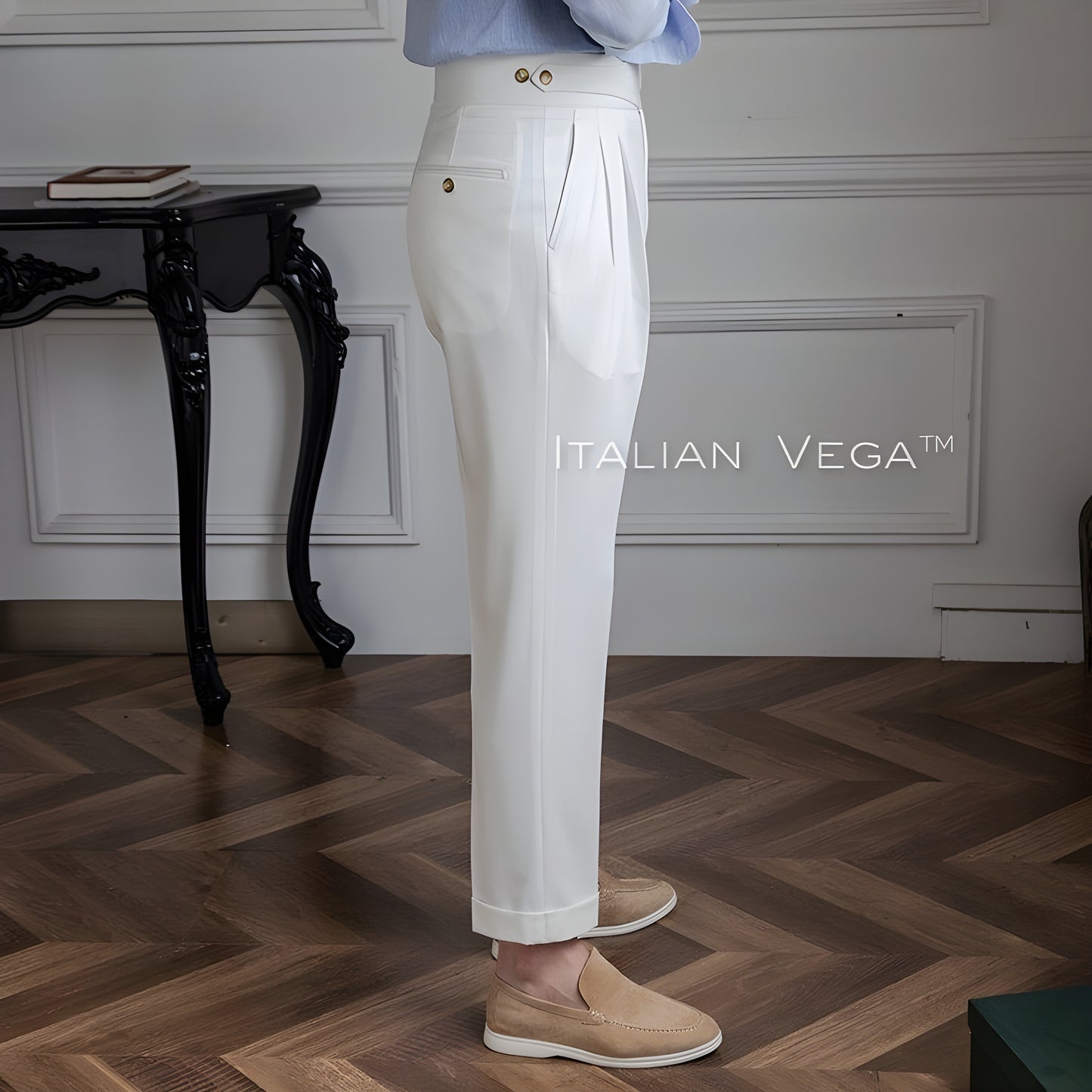 Frost White Classic Buttoned Gurkha Pants by Italian Vega®