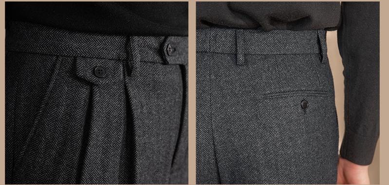 Grey Elegant Herringbone Gurkha Pants by Italian Vega®