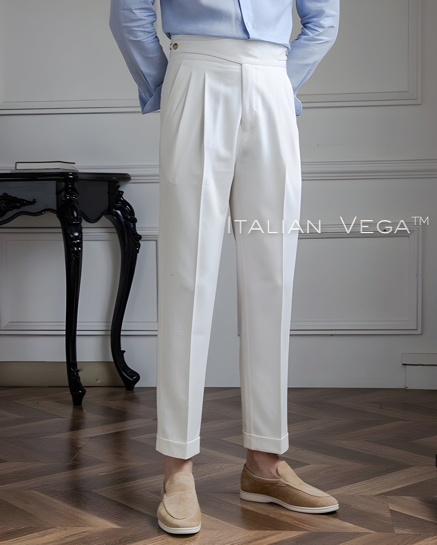 Frost White Classic Buttoned Gurkha Pants by Italian Vega®