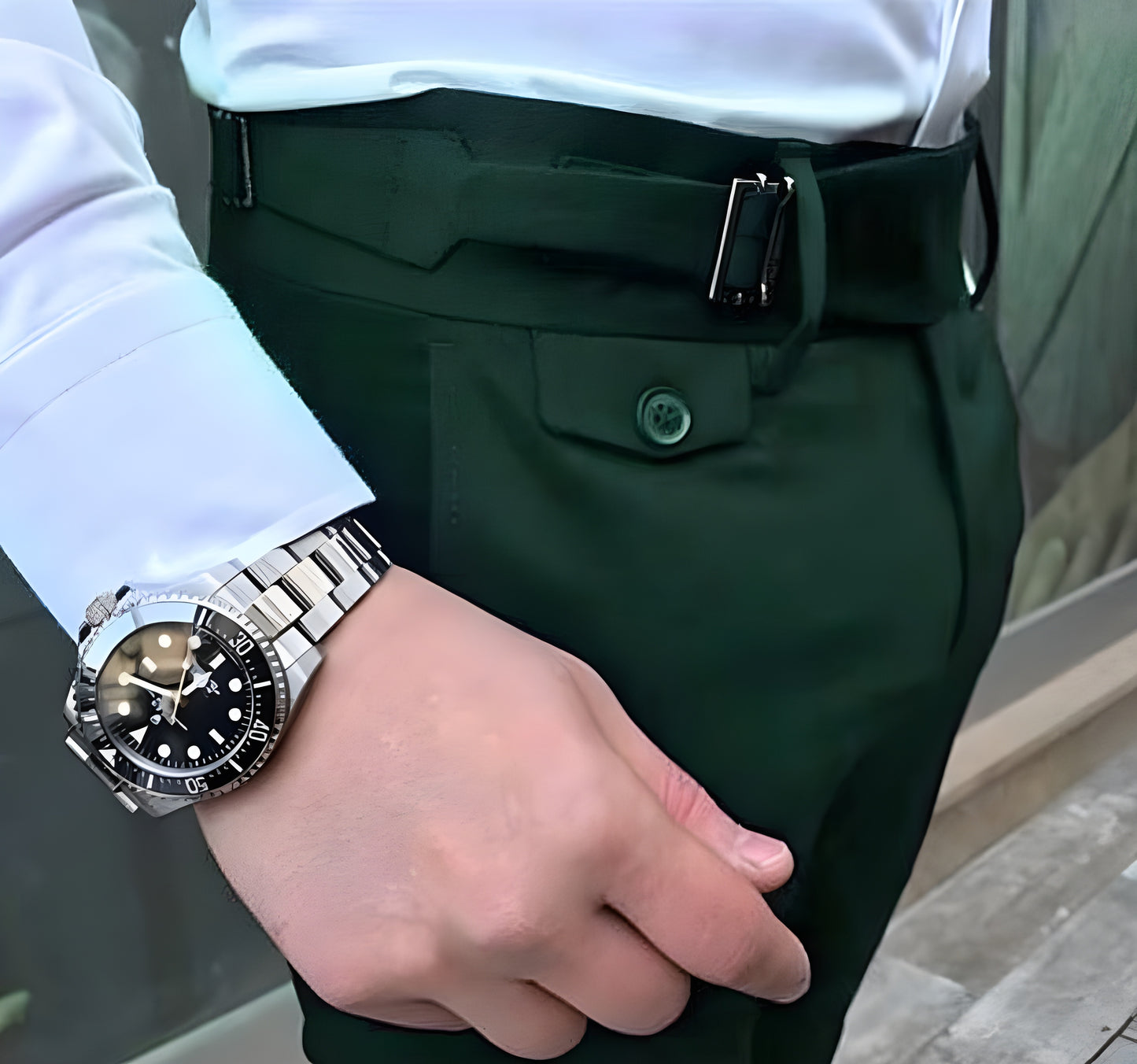 Bottle Green Single Buckle Gurkha Pants