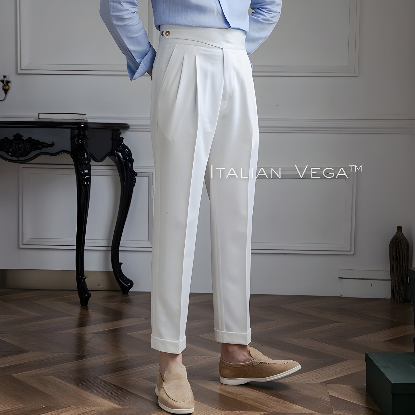 Frost White Classic Buttoned Gurkha Pants by Italian Vega®